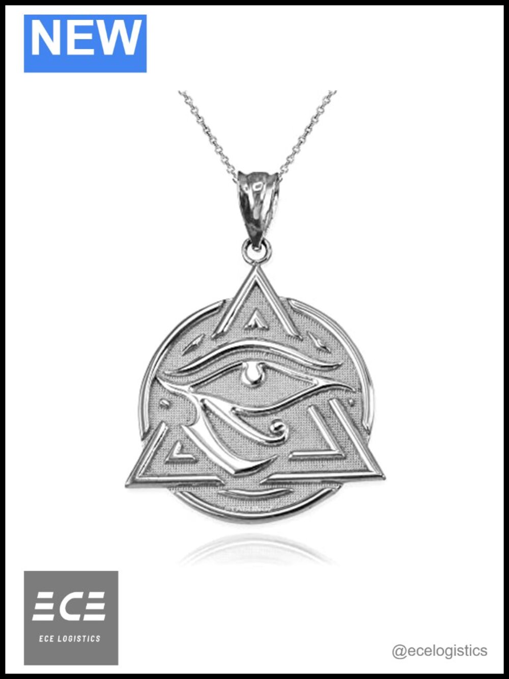 Sterling Silver Eye of Horus Illuminati Pendant Necklace